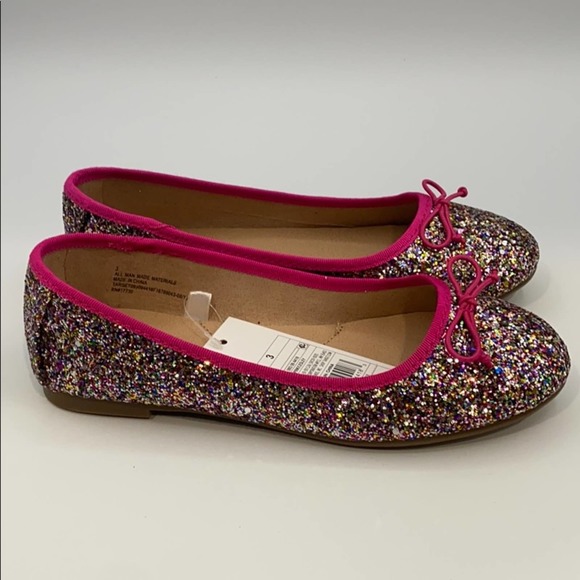 CAT & JACK LESLEY GLITTER BALLET FLATS SIZE 3 - Picture 3 of 10